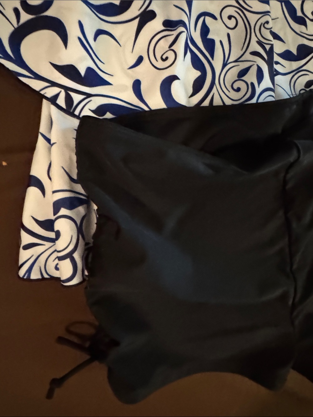 NWOT Size XXL Blue & White Swirl Tankini with Black Bottoms - Picture 9 of 13
